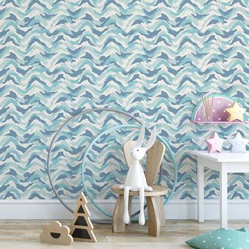 Show details for Stealth Light Blue Camo Wave Wallpaper
