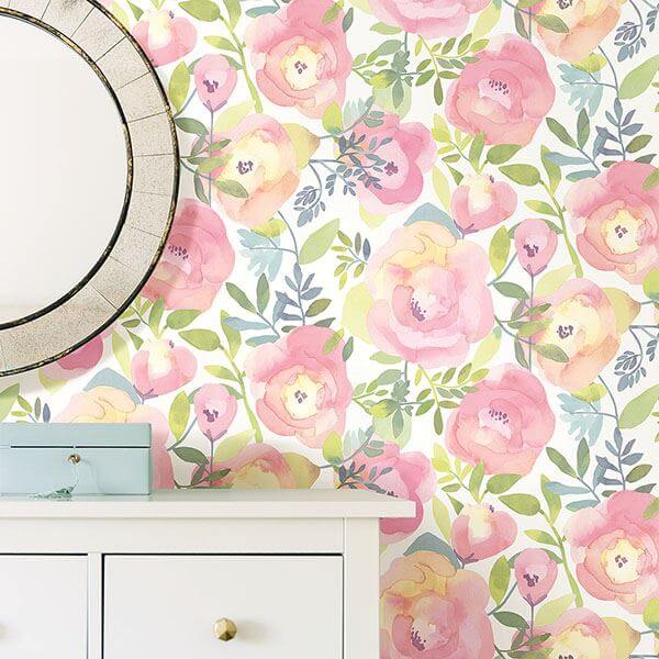 NU3035 Peachy Keen Pink Peel & Stick Wallpaper by NuWallpaper