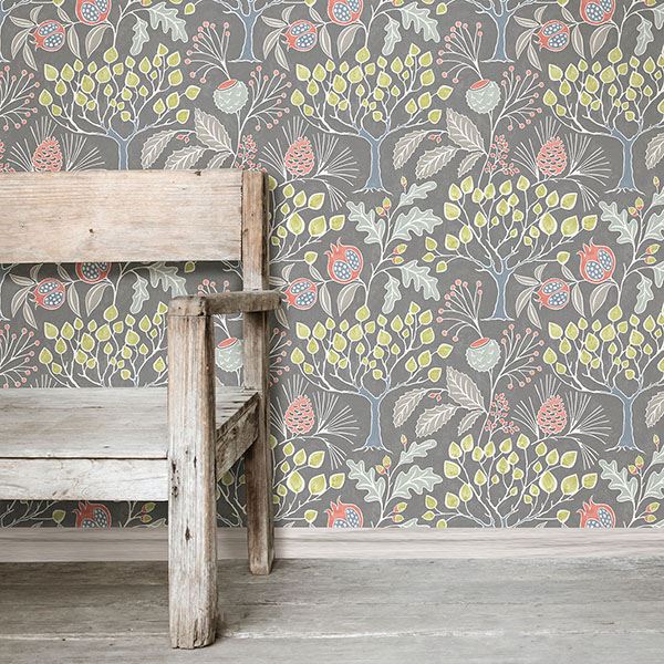 NU3039 - Groovy Garden Grey Peel & Stick Wallpaper - by NuWallpaper