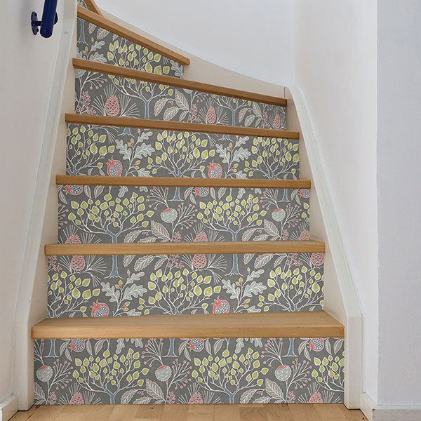 NU3039 Groovy Garden Grey Peel & Stick Wallpaper by NuWallpaper