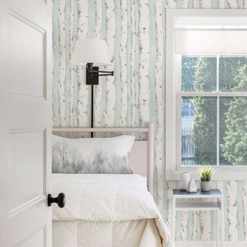 Show details for Pioneer Light Blue Birch Tree Wallpaper