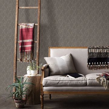 Show details for Tapa Brown Trellis Wallpaper