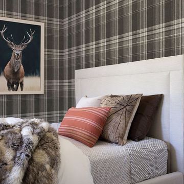 Show details for Saranac Dark Brown Flannel Wallpaper