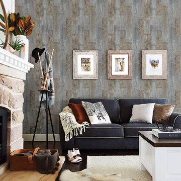 Show details for Chebacco Grey Wooden Planks Wallpaper