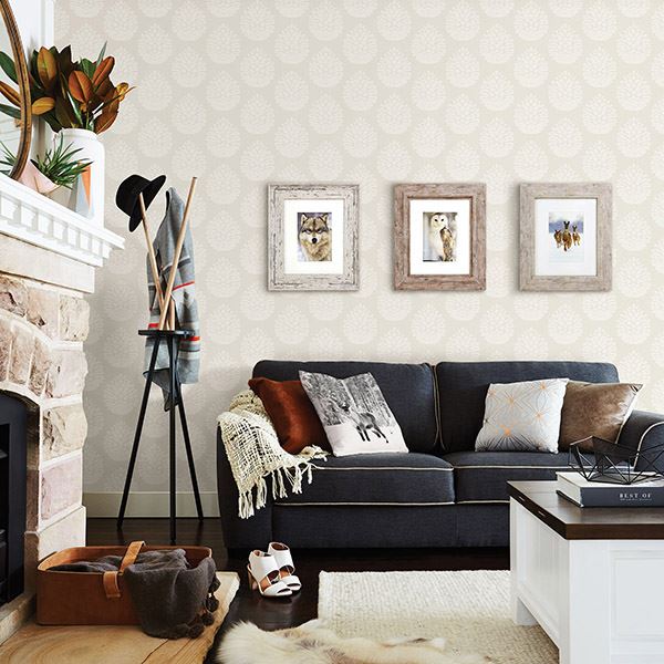 3118-25090 - Totem Eggshell Pinecone Wallpaper - by Chesapeake