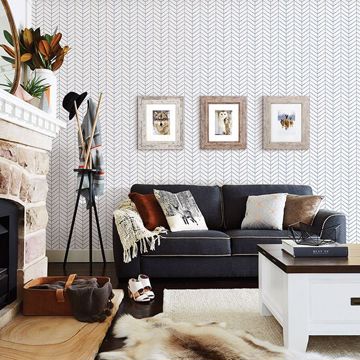 Show details for Bison Navy Herringbone Wallpaper
