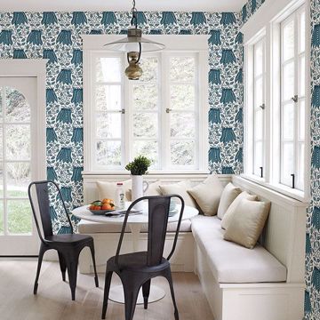 Show details for Peas in a Pod Teal Garden Wallpaper