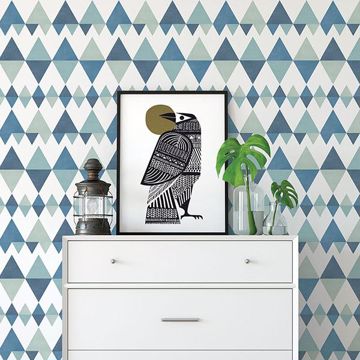 Show details for Trilogy Blue Geometric Wallpaper