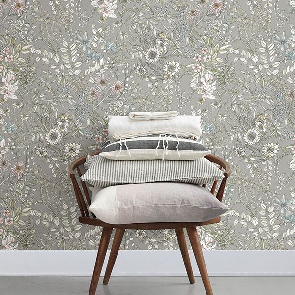 2821-12903 - Full Bloom Beige Floral Wallpaper - by A-Street Prints