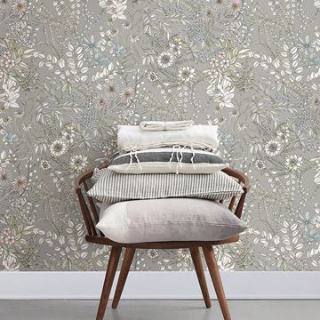 Show details for Full Bloom Beige Floral Wallpaper