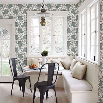 Show details for Peas in a Pod Turquoise Garden Wallpaper