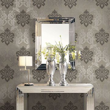 Show details for Adela Light Brown Twill Damask Wallpaper