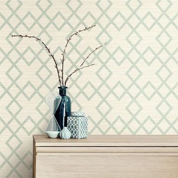 Show details for Vana Seafoam Woven Diamond Wallpaper
