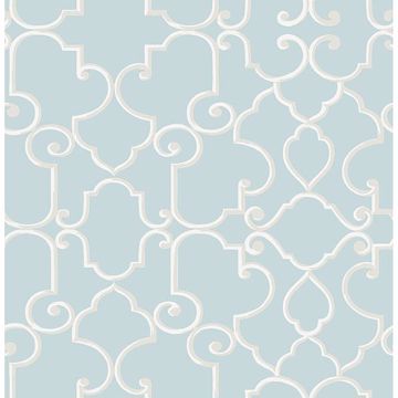 Picture of Lilles Teal Trellis Wallpaper