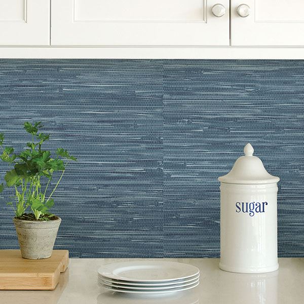 NU2874 - Navy Grassweave Peel and Stick Wallpaper - by NuWallpaper