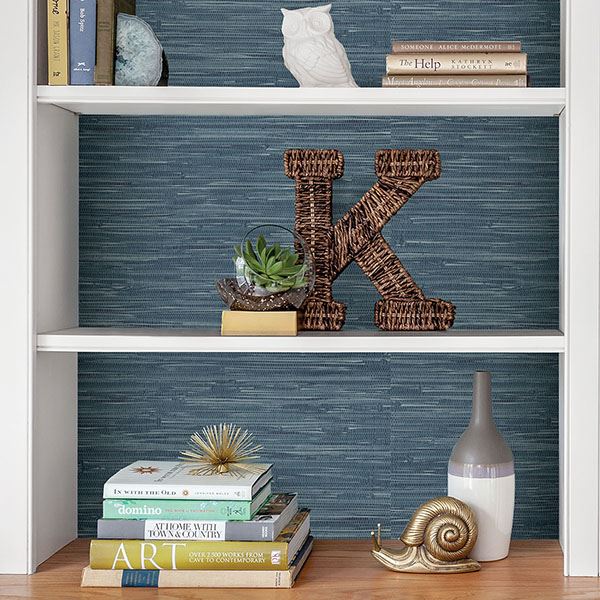 NU2874 - Navy Grassweave Peel and Stick Wallpaper - by NuWallpaper