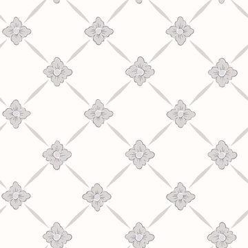 Picture of Linne Light Grey Geometric Floral Wallpaper