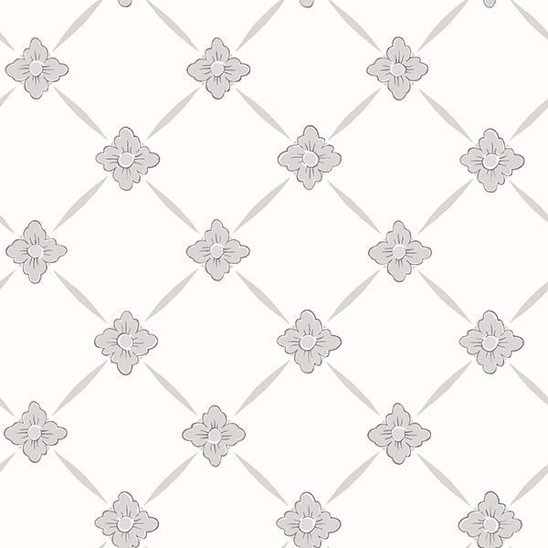 Picture of Linne Light Grey Geometric Floral Wallpaper