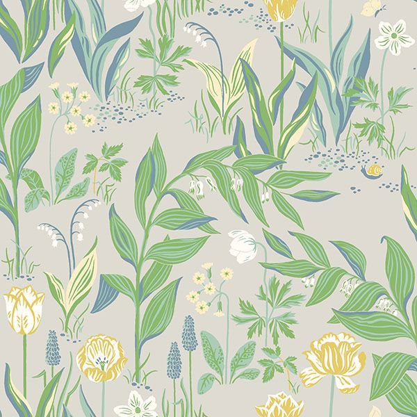 Picture of Spring Garden Green Botanical Wallpaper
