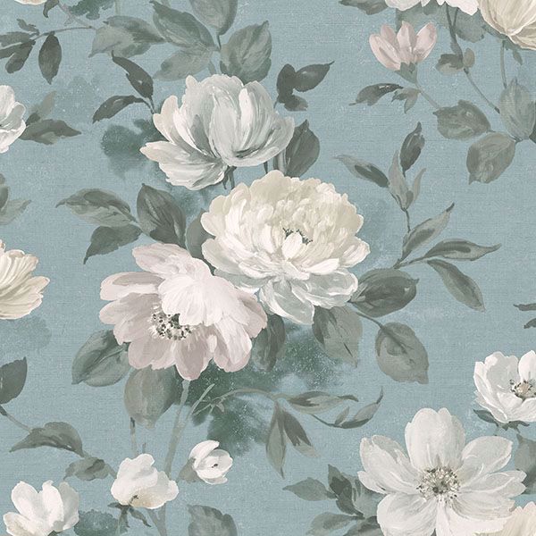 Picture of Peony Slate Floral Wallpaper