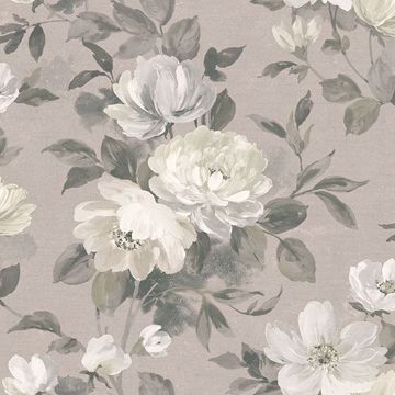 Picture of Peony Light Grey Floral Wallpaper