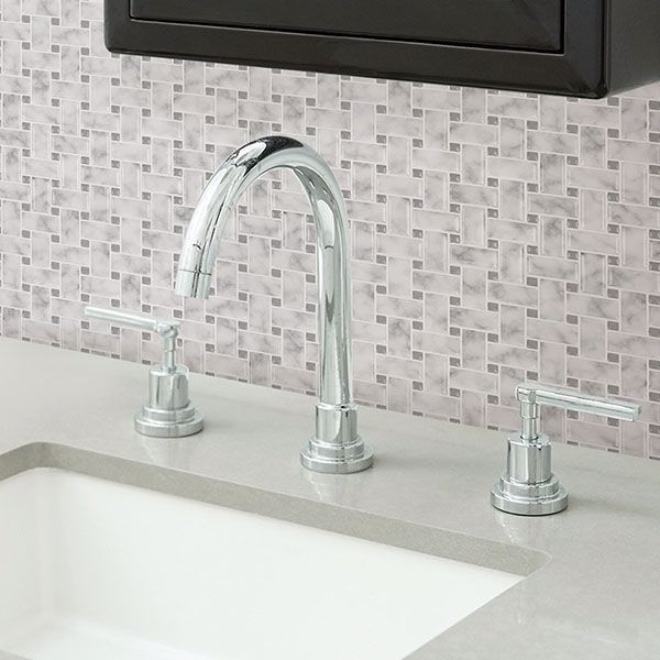 NH2957 - Basketweave Carrara Peel & Stick Backsplash - by InHome