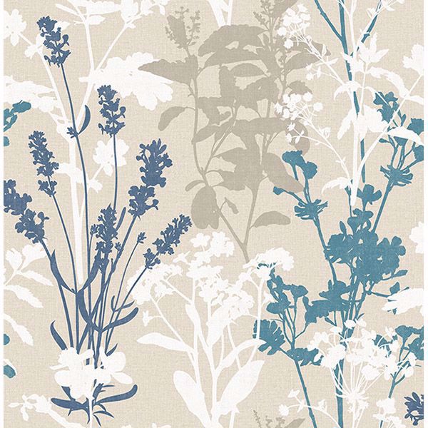 Picture of Conant Teal Wild Flowers Wallpaper