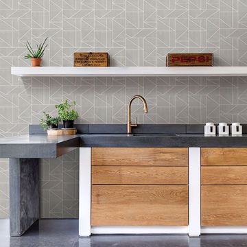 Show details for Ina Silver Geometric Wallpaper
