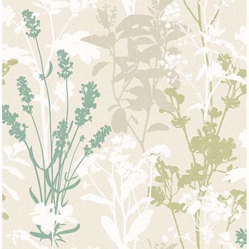 Picture of Pippin Green Wild Flowers Wallpaper