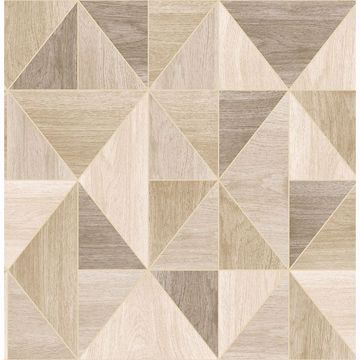 Picture of Simpson Light Brown Geometric Wood Wallpaper