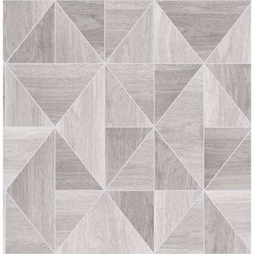 Picture of Corin Light Grey Wood Geometric Wallpaper