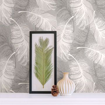 Show details for Alonso Grey Plume Wallpaper
