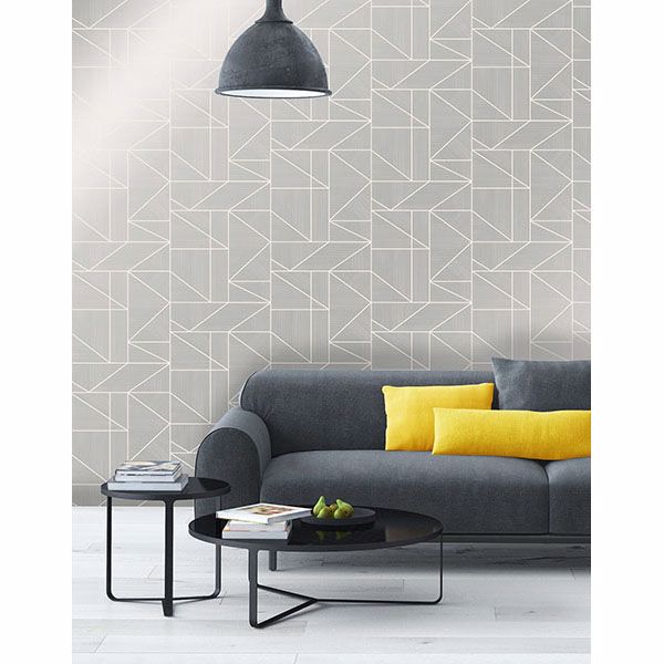 2836-m1381 - Malvolio Silver Geometric Wallpaper - By Advantage