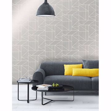 Show details for Malvolio Silver Geometric Wallpaper