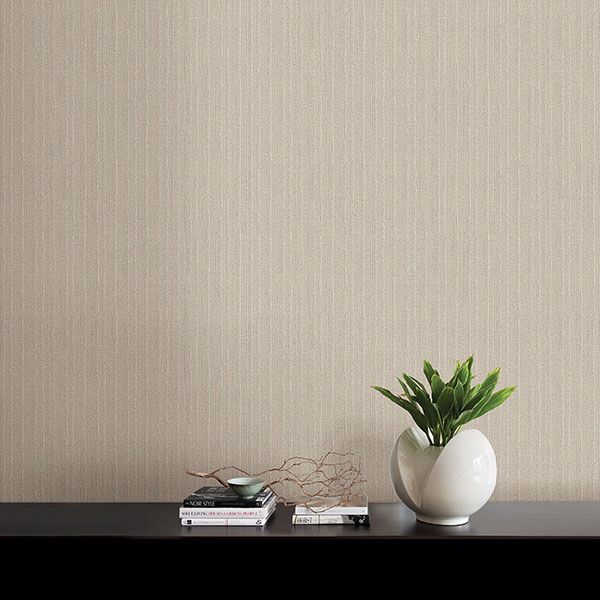 2838IH2243 Kinsley Beige Textured Stripe Wallpaper by Decorline