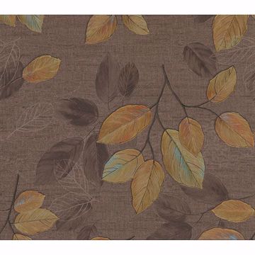 Picture of Dorado Brown Leaf Toss Wallpaper