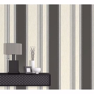 Show details for Mirabelle Black Stripe Wallpaper