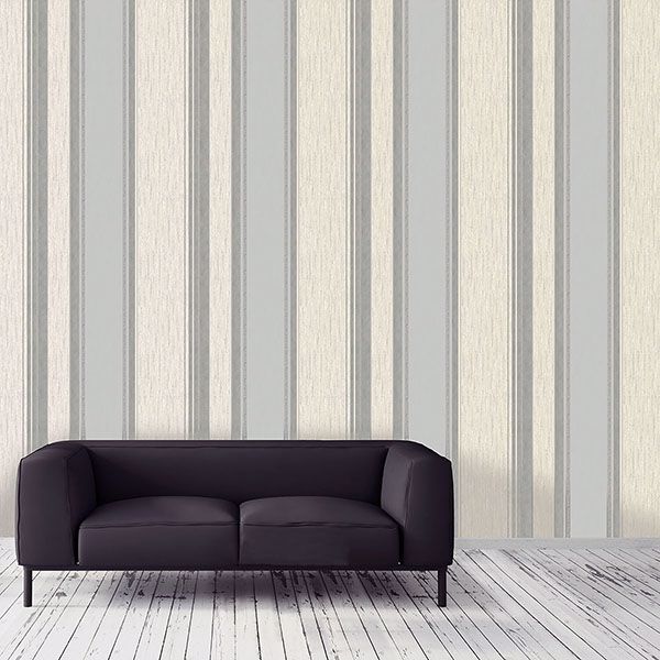 2834M0853 Mirabelle Silver Stripe Wallpaper by Advantage