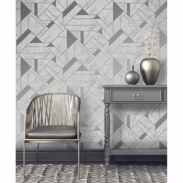 Show details for Gulliver Silver Marble Geometric Wallpaper
