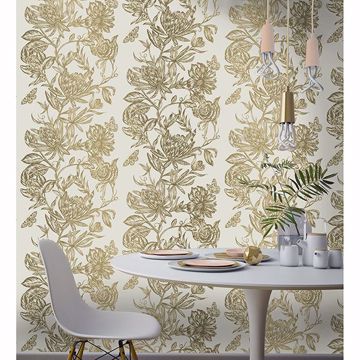 Show details for Marquis Gold Floral Wallpaper