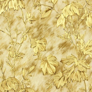 Picture of Portofino Gold Cow Leaves Wallpaper