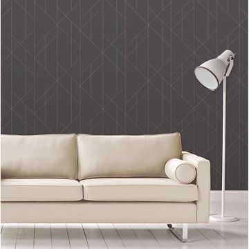 Show details for Torpa Charcoal Geometric Wallpaper
