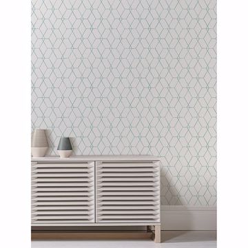 Show details for Osterlen Teal Trellis Wallpaper