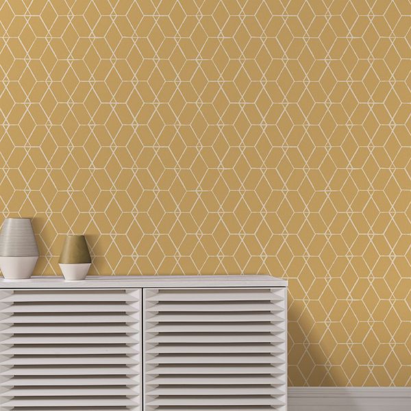 288925253 Osterlen Yellow Trellis Wallpaper by AStreet Prints