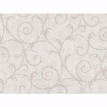Picture of Sansa Light Grey Plaster Scroll Wallpaper