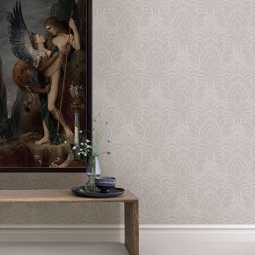 Show details for Sandor Grey Damask Wallpaper