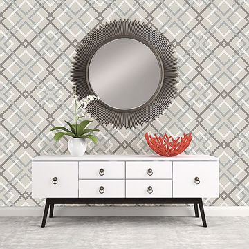 Show details for Saltire Emile Taupe Lattice Wallpaper