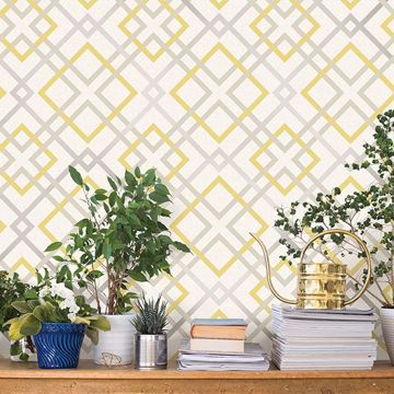 Show details for Saltire Emile Yellow Lattice Wallpaper