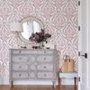 Picture of Featherton Coral Floral Damask Wallpaper