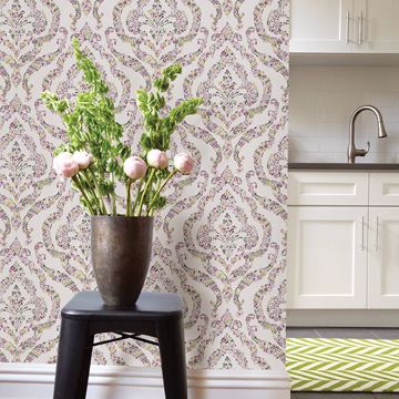 Show details for Featherton Pink Floral Damask Wallpaper